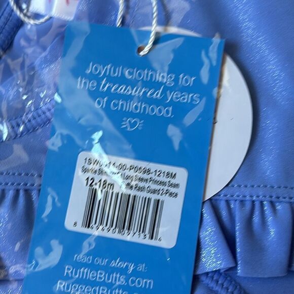 Sparkle Shimmer On Long Sleeve Rash Guard & Flounce Bikini Size 12-18 months NWT - Picture 6 of 7